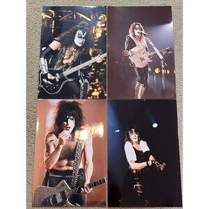 SET OF 4 "KISS" LEGENDARY ROCK BAND 12” X 8” One Of a Kind!  80’s CONCERT PHOTOS